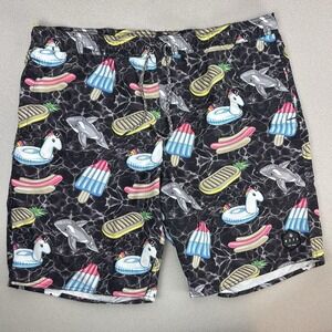 Neff Black Multicolor Blow Pop Rubber Duck Floatie Printed Board Swim‎ Shorts XL